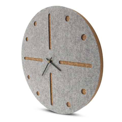 Horloge murale en feutre et liège 30 cm | gris clair - noir | Conception : Odense