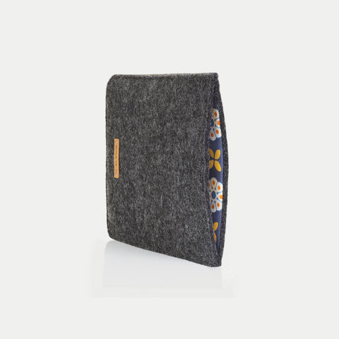 Housse pour Kindle Paperwhite 6,8 pouces | en feutre et coton biologique | anthracite - floraison | Modèle "LAISSER"