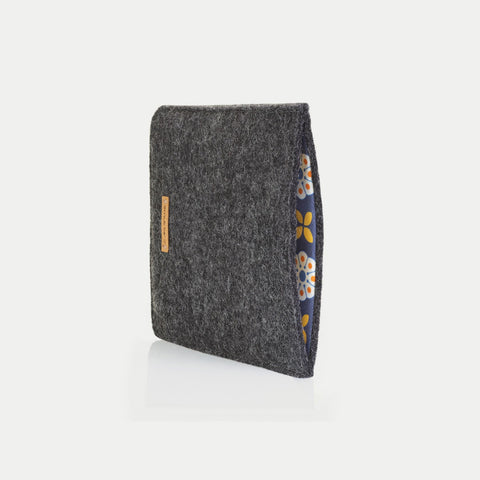 Housse pour Onyx Boox Kon-Tiki 3 | en feutre et coton biologique | anthracite - floraison | Modèle "LAISSER"