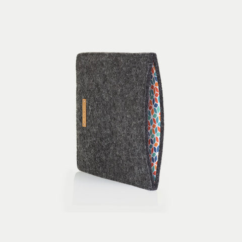 Étui pour Kindle Oasis 10 | en feutre et coton biologique | anthracite - coloré | Modèle "LAISSER"