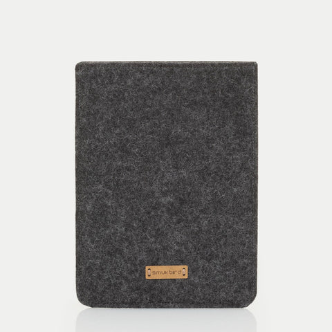 Étui pour Kobo Aura | en feutre et coton biologique | anthracite - floraison | Modèle "LAISSER"