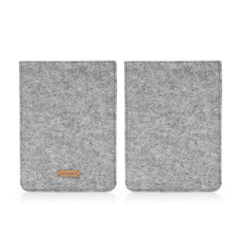 Étui pour PocketBook InkPad 3 | en feutre et coton biologique | gris clair - rayures | Modèle "LAISSER"